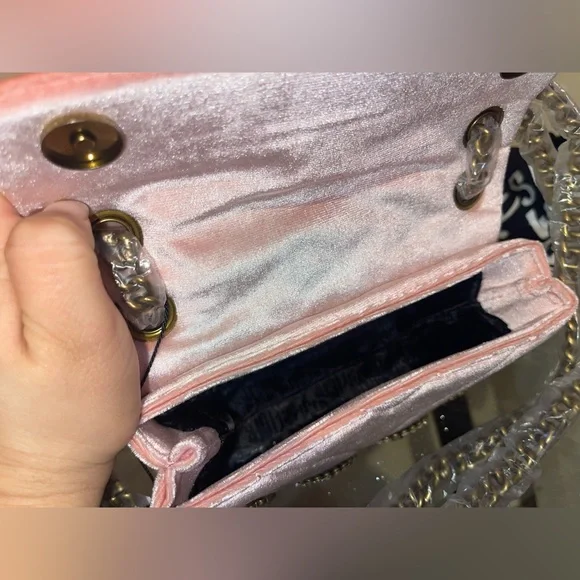 Ted Baker Pink Jeweled Quilted Velvet Shoulder Bag - Picture 3 of 6